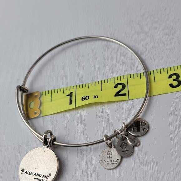 Alex And Ani Lotus Charm Expandable Bangle Bracelet 7.25 Inch Silver-Tone - Picture 7 of 7